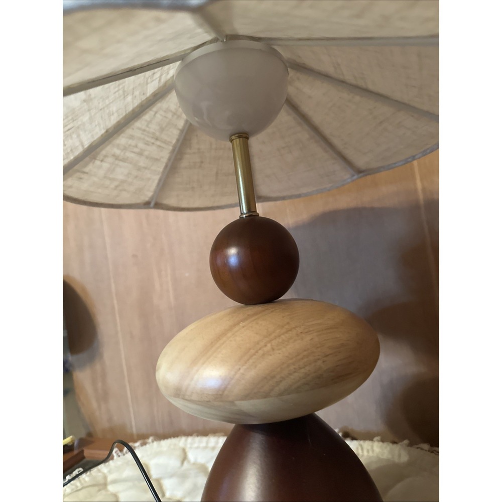 The Equinox Table Lamp LED Wooden Spheres Oak And Cherry Wood - Picture 6 of 8